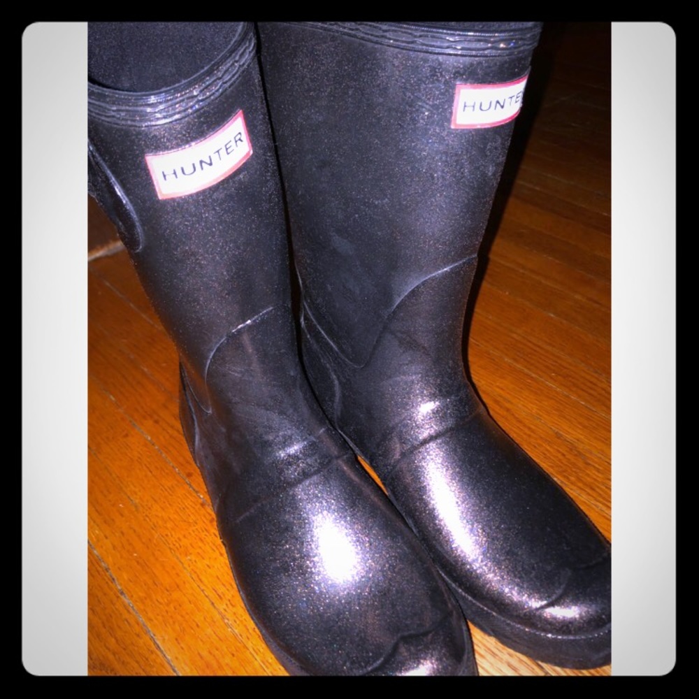 Rose Gold glitter tall Hunter boots